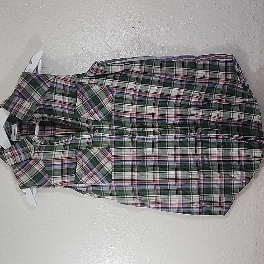 Steezyer plaid button down short sleeved top New Size S